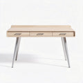 Houten bureau met metalen poten en drie lades 120 x 60 x 75cm