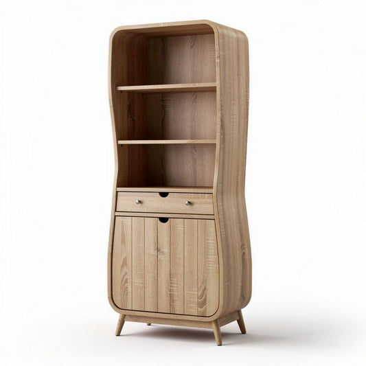 Houten kast met open planken en lade afmetingen 80 x 40 x 160cm