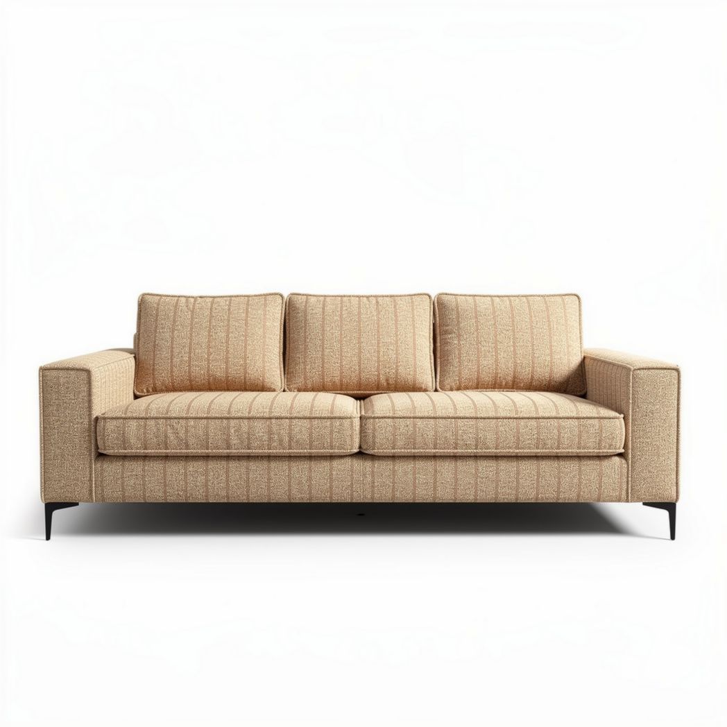 Bank van stof met gestreept patroon en metalen poten 200 x 90 x 85cm