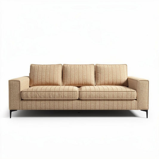 Bank van stof met gestreept patroon en metalen poten 200 x 90 x 85cm