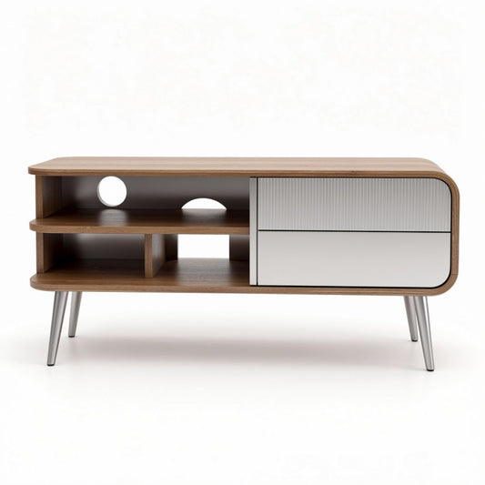 tv-meubel van hout en metaal met opbergvak en lade 120 x 40 x 45cm