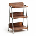 Houten open rek met metalen frame 90 x 60 x 100cm in walnootkleur